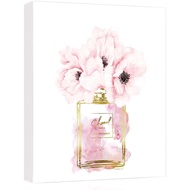 Canvas Wall Art Glam Perfume Chanel Pictures Wall Decor Pink Flowers and D Canvas Wall Art Girl Home Decor For Bedroom Wall Bathroom Set Room Decor