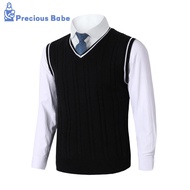 Sleeveless Knit Vest V-neck Vest Mens V Neck Sleeveless Colorblock Knitted Vest Sweater Preppy Busin