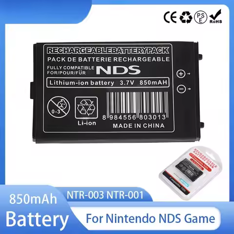 NTR-003 NTR-001 Rechargeable Battery 3.7V 850mAh Lithium Battery Pack For Nintendo NDS Game Console 