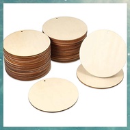 (OAKF) 50 Pieces Wood Circles Unfinished Round Cutouts Pre-Drilled Tags Slices Blank Wooden Discs wi