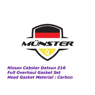 Münster Overhaul Full Set Gasket 10101-W7025 Nissan Cabstar Datsun Truck 720 850 1.6 Z16 Z16S 1982~ (Carbon)