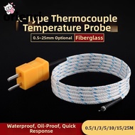 ORIENRI Teflon Long Wire Temperature Test, 0.5/1/2/3/5/10M Teflon K-type TP-01 Thermo Sensor Probe, 