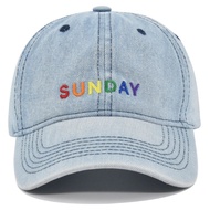 Denim Baseball Cap SUNDAY Embroidered Trucker Cap Vintage Curved Brim Adjustable
