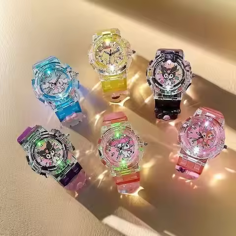 Sanrio Kuromi Hello Kitty Watches Kawaii My Melody Cinnamoroll Pompompurin Led Luminous Bracelet Wat