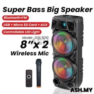 ZQS-8210 BTS wireless Bluetooth speaker portable/Super Bass/wireless microphone/LED light