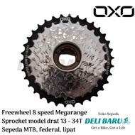 Terbaru OXO Freewheel 8 speed megarange sprocket model drat 13-34T