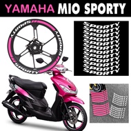 For YAMAHA Mio Sporty 14'' inches SPORTY Logo Emblem Reflective Motorcycle Wheel Hub Sticker Motor Bike Accessories Scooter Rim Strips Decals