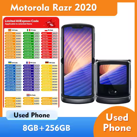 Motorola Razr 2020 5G SmartPhone Qualcomm Snapdragon 765G 2142X876px RAM 8GB ROM 256GB 48MP Fingerpr