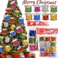 6/12Pcs Glitter Drum Christmas Pendants - Mini Laser Drum Ornaments - DIY Xmas Tree Hanging Pendent 