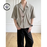 Dark Series 26 Design Sense Deconstruction Old Money Deconstruction File Collar Multi-Form Short-Sle