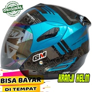 Helm gm fighter / helm gm fighter 911 blue met silver terbaru