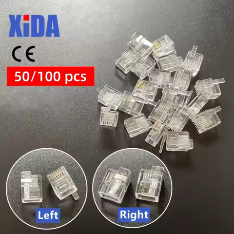50/100PCS RJ11 RJ12 Connector 6P6C Telephone Internet Left Right Buckle Cable Plug DIY EV3 NXT Cable