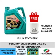 Perodua 0W-20 Engine Oil 3.5LITER + Oil Filter For Perodua ( R01 / R02 )