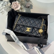 Chanel Mini CF 羊皮黑金金球