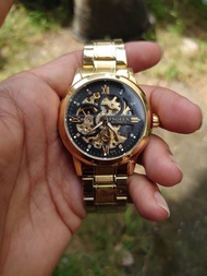 jam tangan pria otomatis mekanik import automatic hitam emas stainless anti air 30m tahan karat original fngeen fashion pria mewah 2021