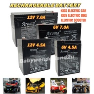 Bateri Kereta Elektrik Budak 6V 12V Aroma Tian Wei 6V 4.5A 6V7AH