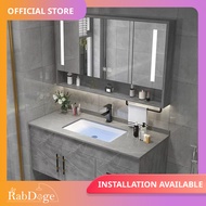 Rabdoge Bathroom Sintered Stone Basin Cabinet With Smart LED Mirror Cabinet Armani Grey