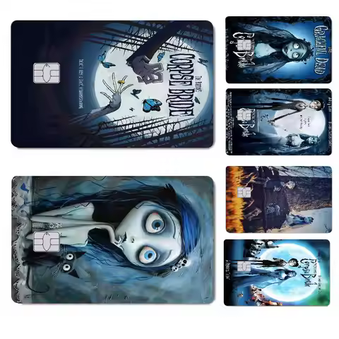 Tim Burton's Corpse Bride Anime 4pcs 1Set Film Skin Sticker Tape For Bank Credit Debit Card