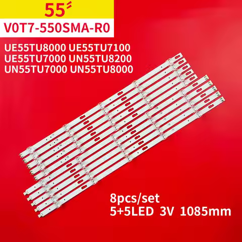 8Pcs/1Set LED Backlight Strip 10 Lamps for Samsung 55" TV UE55TU8000 UE55TU7100 UE55TU7000 UN55TU820
