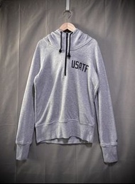 Nike wmen USATF sweater 麻灰拉鍊高領合身款衝鋒帽T 訓練衣 大學T  衛衣 hoodies 女 L 165/88A #龍年行大運