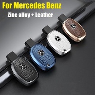 Zinc Alloy+ Leather Key Cover for Mercedes Benz Provides Protection Compatible with Mercedes Benz C,
