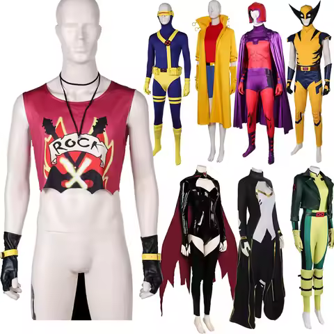 Male Gambit Cosplay Shirt Magneto Costume Scott Summers X 97 Cartoon Super Villain Roleplay Vest Out