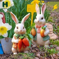 [Homyl] 2 Pieces 2D Easter Bunnies Decorative Garden Inserts Plant Boiler Creative Lawn Jewelry Yard