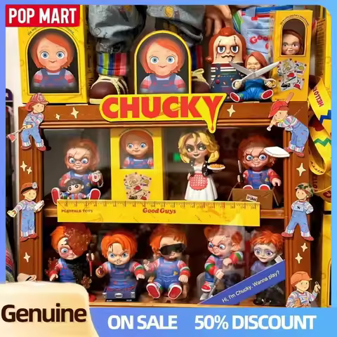 Genuine Popmart Halloween Chucky Ghost Kid Reincarnation Series Blind Box Trendy Chucky Figurine Col
