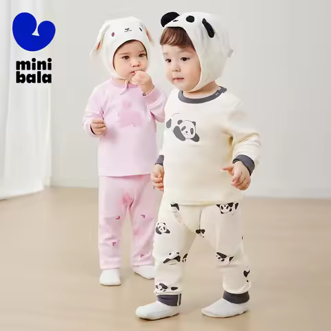 Mini Bala Pure Cotton Thermal Underwear Set for Boys and Girls 2025 New Spring Version Baby's Pajama