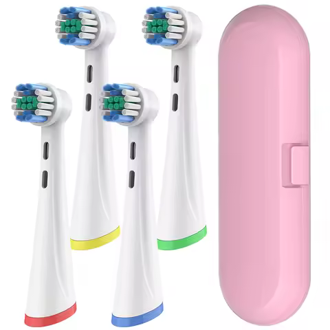 4 Replacement Brush Heads and Toothbrush Travel Case Compatible with Oral B iO 2/3/4/5/6/7/8/9/10 Se