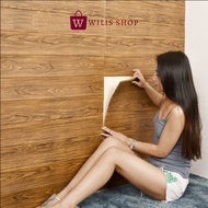 Wallpaper Sticker Foam / Wallfoam Stiker Dinding 3D Motif Kayu Premium