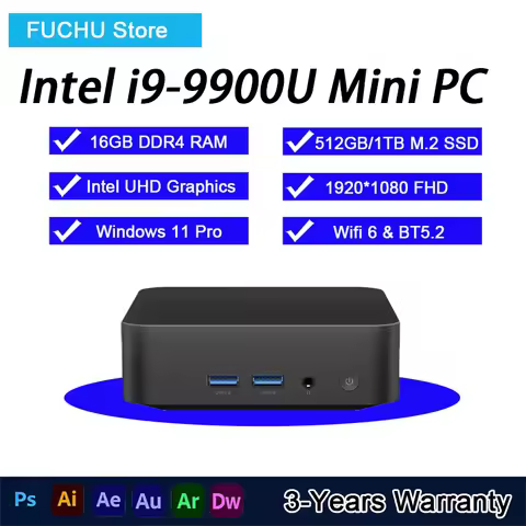 Core i9 9900U Mini PC Windows 11 32GB DDR4 512GB 1TB 2TB SSD Portable Gaming Mini PC WiFi6 BT5.2 4K 