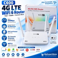 C600 4G LTE WiFi 6+ Router 300Mbps SIM Card Modem 4 Antenna 32 Devices Celcom Digi Maxis U Mobile Un