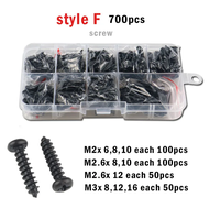 450-2010pcs M1.2 M1.4 M2 M3 M4 Black Cross Phillips Pan Round Head Carbon Steel Self tapping Wood Sc