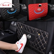 Car Seat Back Anti Kick Pad Universal Leather Auto Seat Back Protector Cover Storage Pocket For Niss