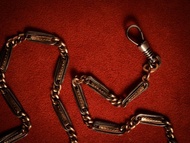 1890s 歐陸 幾何裝飾烏銀懷錶鍊