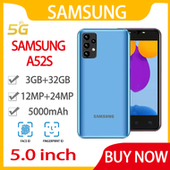 【Flash Sale】 original Samsung A52s 5.0-inch Smartphone | 3GB RAM + 32GB ROM | MTK6889 | android cellphone Fingerprint Dual Sim+SD 5000mAh Battery Support Bluetooth | WIFI | APP | 12MP+24MP HD Camera Sale 2021 Cheap Mobile Phones on Sale Free Shipping