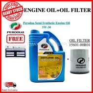 PERODUA 5W-30 Semi Synthetic Engine Oil 4L (OLD packaging ) MYVI ALZA BEZZA ALAZA AXIA ARUS SET #minyak hitam perodua