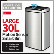 30L Motion Sensor Bin Smart Dustbin / Rubbish Bin Stainless Steel Waste Bin Automatic Kitchen Office Trash Bin Big Large