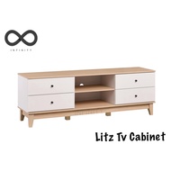 Infinity Litz Tv Cabinet / Tv Console / Solid Wood Leg / Living Room Furniture (Natural + White)