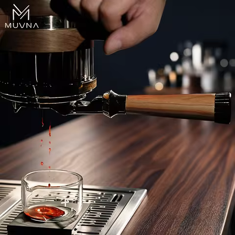 58mm Espresso Bottomless Portafilter 2 Ear - MUVNA Naked Portafilter with Double-layer Filter Basket