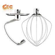 Polished Stainless Steel Dough Hook and 6-Wire Whip Whisk Parts Accessories for Kitchenaid 4.5-5Qt Tilt-Head Stand Mixer