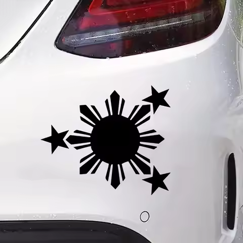 Philippine Flag Sun Star Pattern Stickers, 15x13cm Waterproof Vinyl Material Accessories, Weartherpr