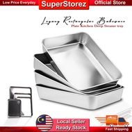 Superstorez Stainless Steel Loyang Rectangular Bakeware Nonstick 26x20cm,(10x8in) to (13x16in)Plate 