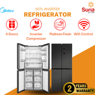 Midea 507L Inverter Multi-Door Refrigerator Peti Sejuk 冰箱 MDRF550FGF28 with Wi-Fi Control and Platin