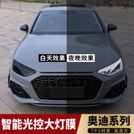 ฟิล์มป้องกันไฟหน้ารถยนต์ Audi Black Smoke Control Color Changing TPU Protection Film A6L A4L A3 A5 Q