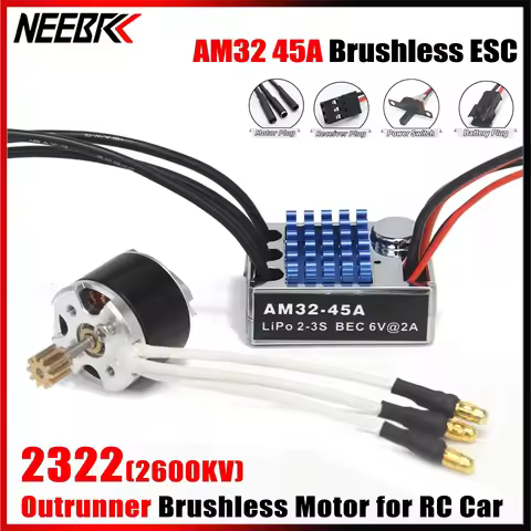 NEEBRC 2322 2600KV Outrunner Brushless Motor AM32 45A ESC for 1/12 RC Cars MN82 MN99S MN168 MN78 Cra