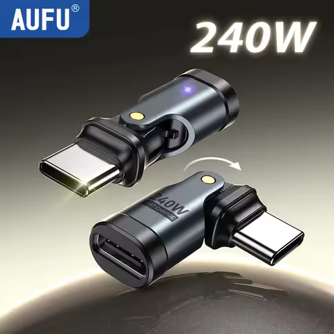 AUFU 240W OTG Type C Adapter USB Type C Male to Type C Female Converter for iPhone 16 Macbook Laptop
