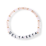 Sorority Shop Delta Zeta Bracelet — Glass Bead Bracelet with DZ Name Beads and 18K Gold Accent Beads