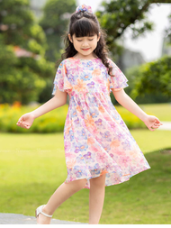 Váy bé gái mùa hè cộc tay vải tơ hoa RIOMIO size 16-33kg tặng kèm dây buộc tóc scrunchies RV659